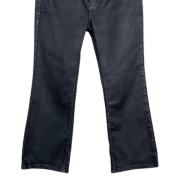 Pilcro Yaya Coated Crop Flare Jeans Black Size 30P Anthropologie EUC - Picture 10 of 16